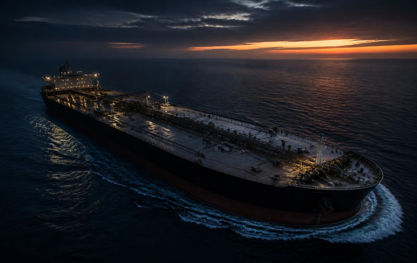 Crude oil tanker at sea